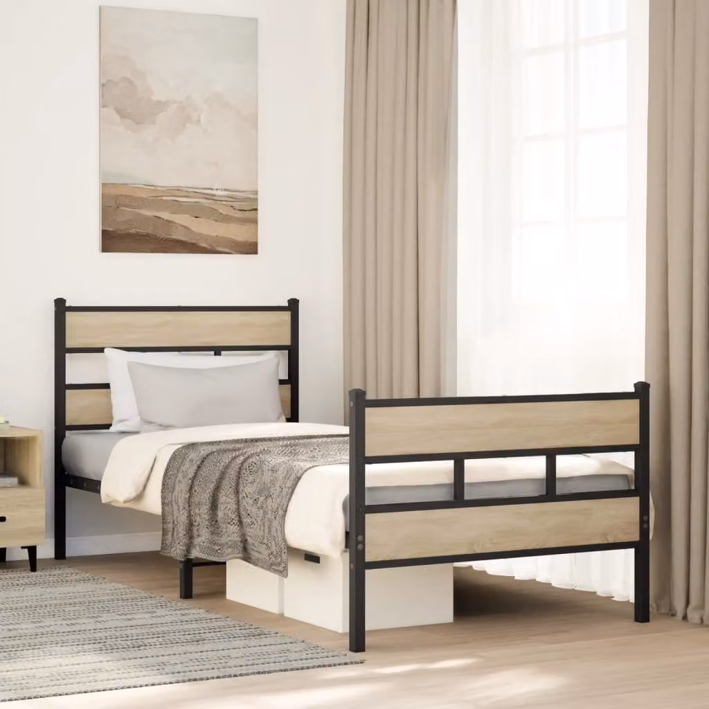 vidaXL Giroletto in Metallo Rovere Sonoma L: 107 cm, P: 203 cm