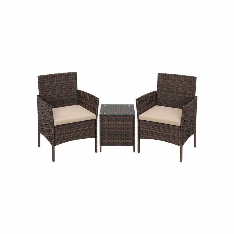 Set di Mobili da Giardino in Polyrattan, Marrone e Talpa
