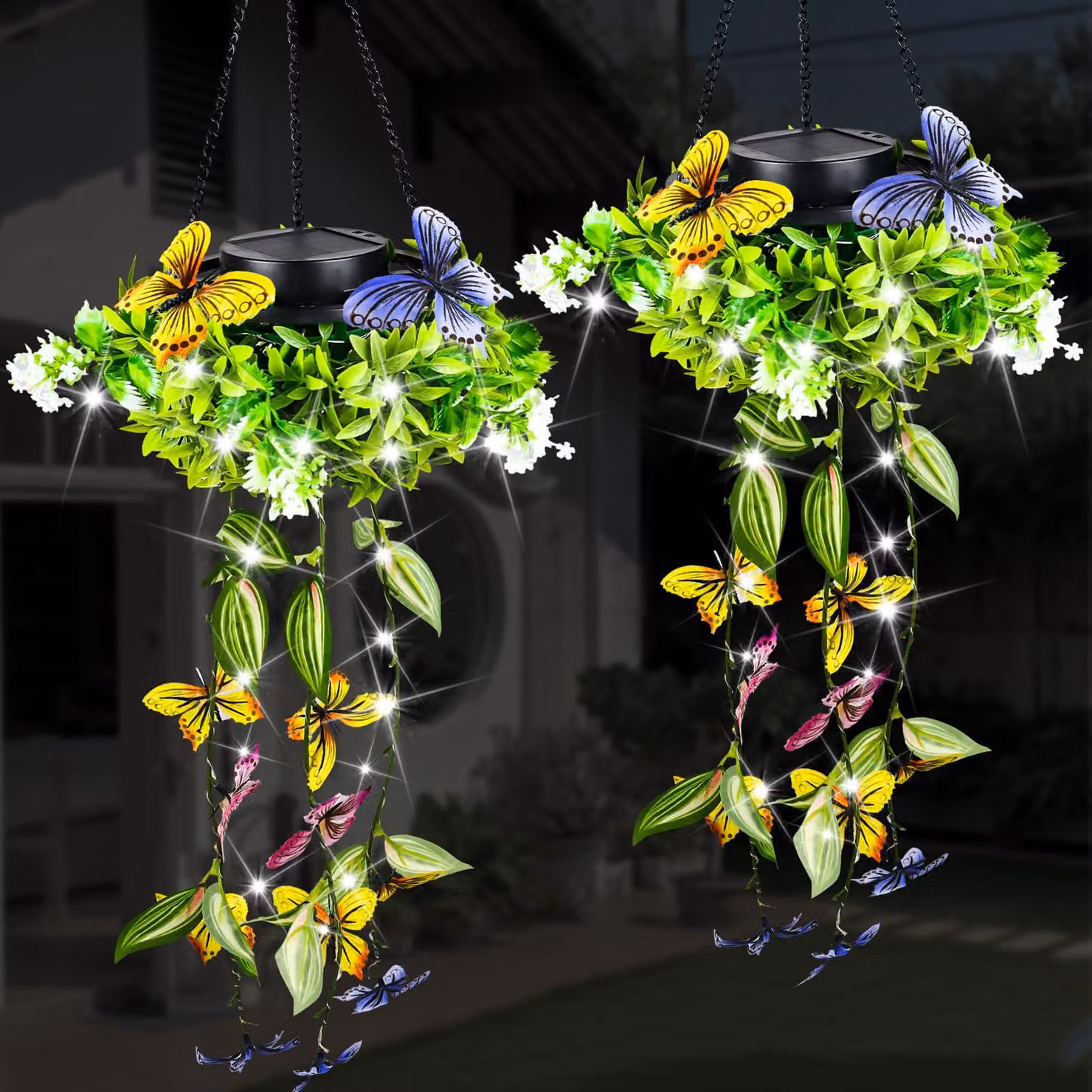 Lampade solari, 2 pezzi, da appendere, grado di protezione IP65, luce bianco caldo, per giardino e balcone