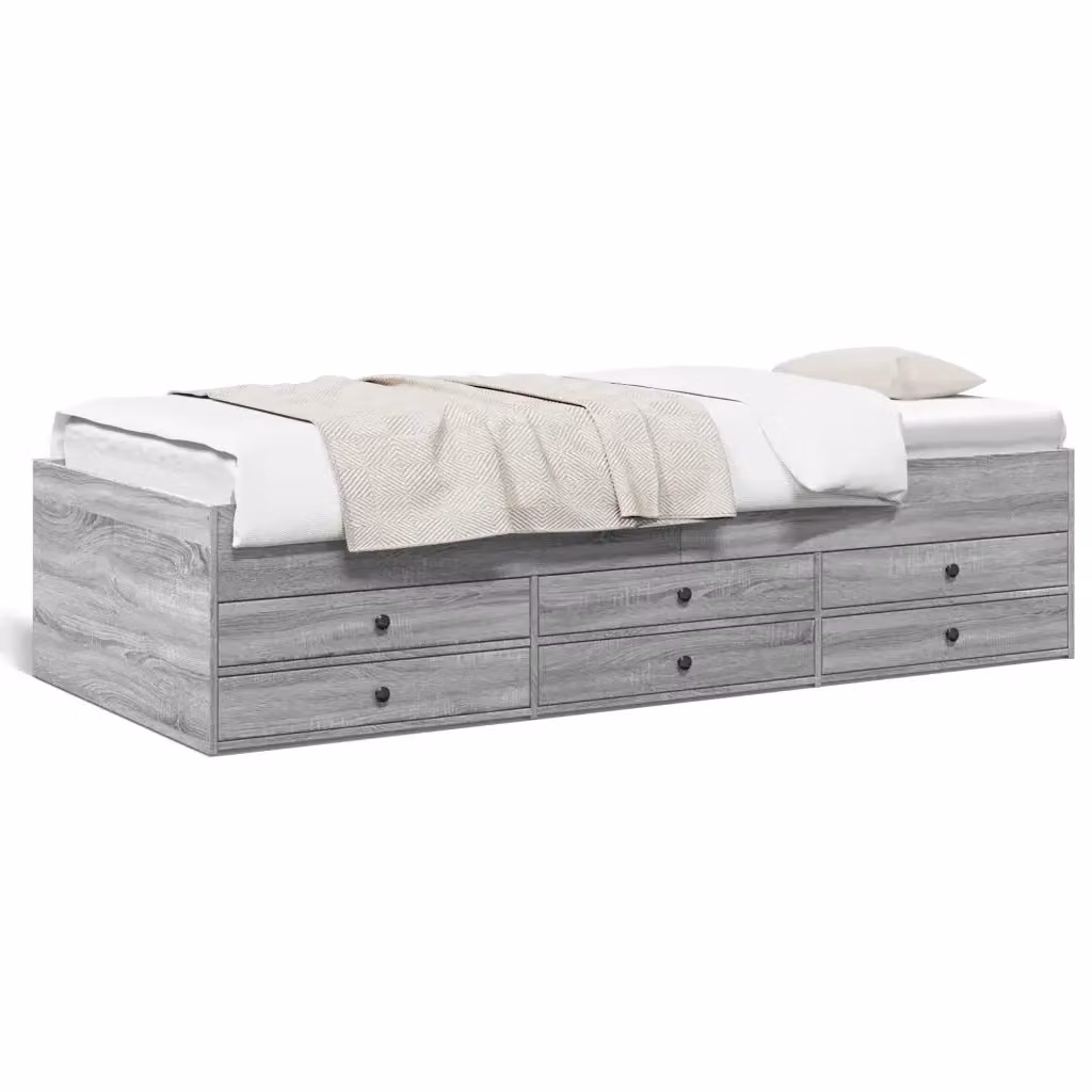 vidaXL Divano Letto Moderno con Cassetti in Legno Grigio, L: 193 cm, P: 78 cm, H: 45,5 cm – 2