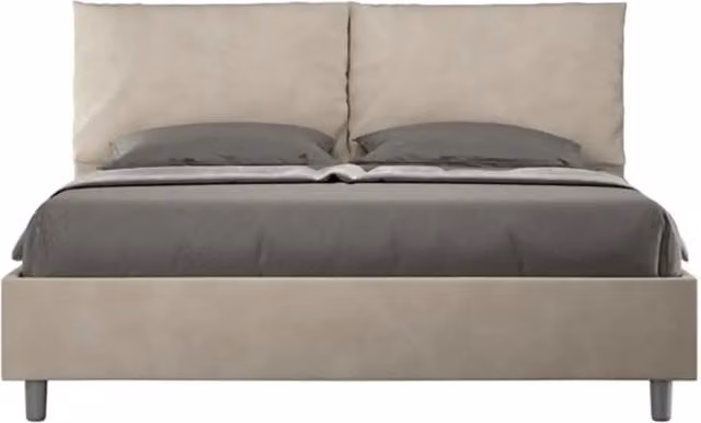 Letto matrimoniale contenitore imbottito Antea Ityhome in microfibra colore sabbia L/P/H: 160 x 210 x 110 cm – 1