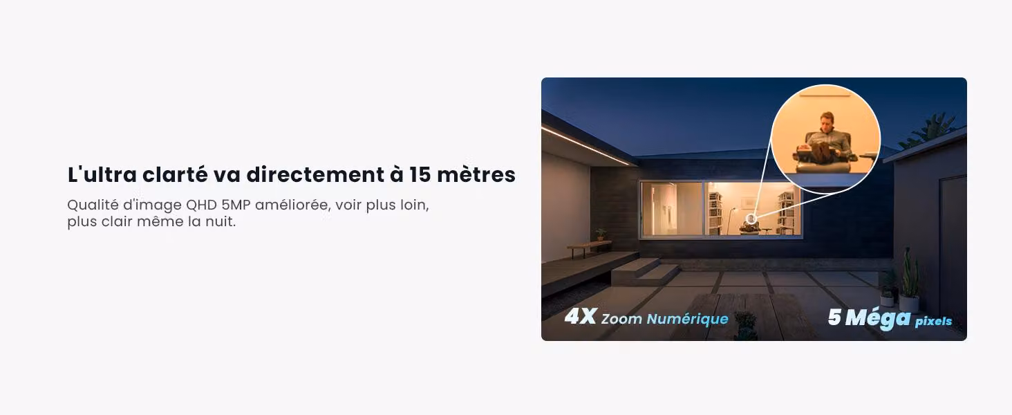 Telecamera di sorveglianza solare - ZS-GX4S - 5 MP con doppio obiettivo - Campo di rotazione a 360° - Zoom digitale 4x - WiFi 2,4 GHz - Visione notturna a colori - Bianco