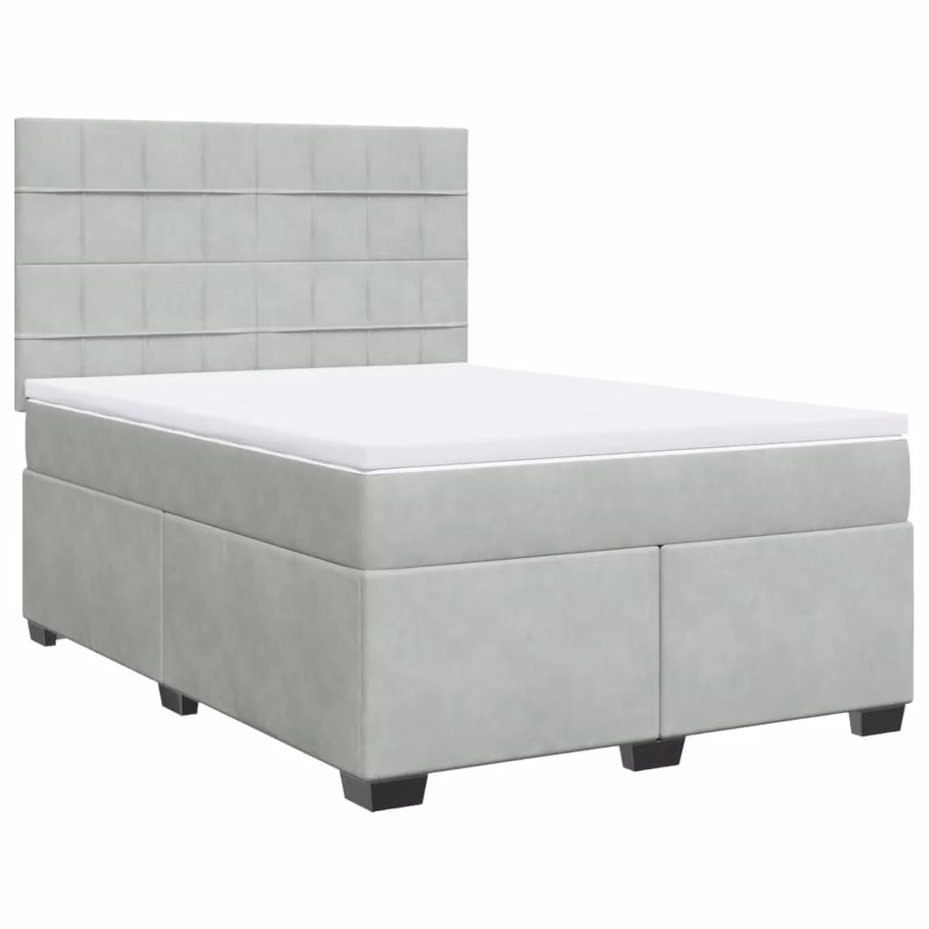 Giroletto a Molle con Materasso Grigio Chiaro 140x200cm Velluto