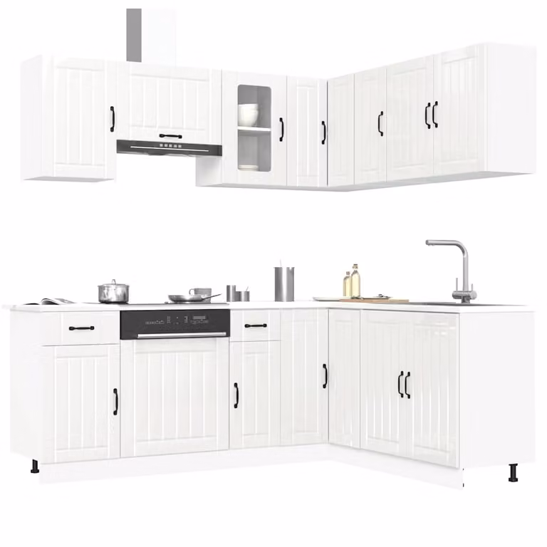 Set Mobili da Cucina vidaXL Lucca 11 Pezzi Bianco Lucido Moderno