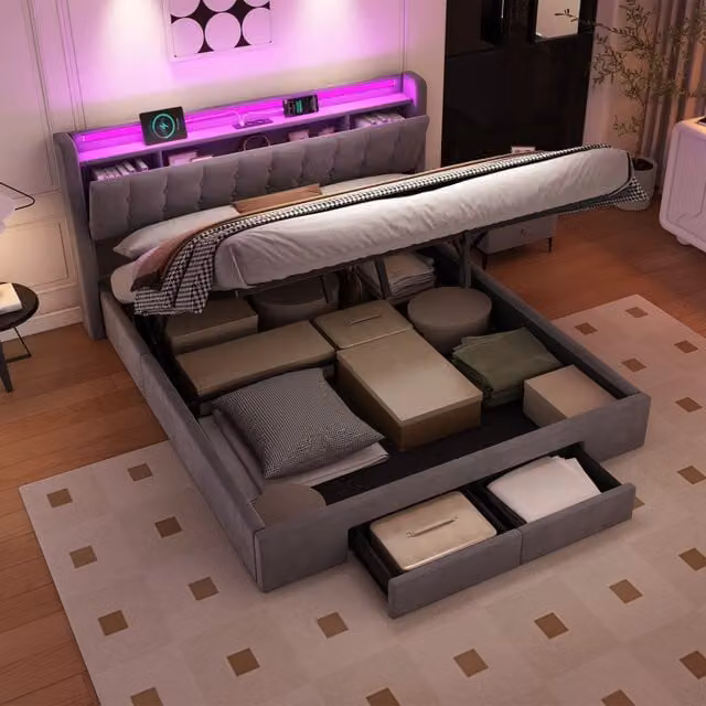 Letto contenitore 180x200 cm, colore grigio