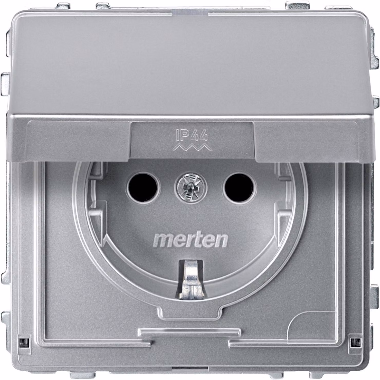 Merten SCHUKO Presa di corrente in alluminio con copertura a cerniera MEG2310-7260