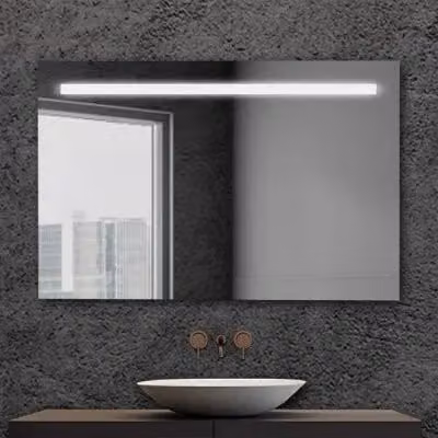 Specchio da bagno INBAGNO rettangolare con fascia LED superiore, bianco, L: 105 cm, H: 70 cm