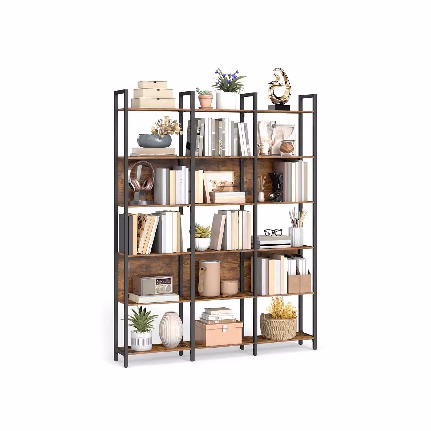 Libreria scaffale industriale con ripiani robusti in stile moderno, 6 Livelli (187,1H cm)