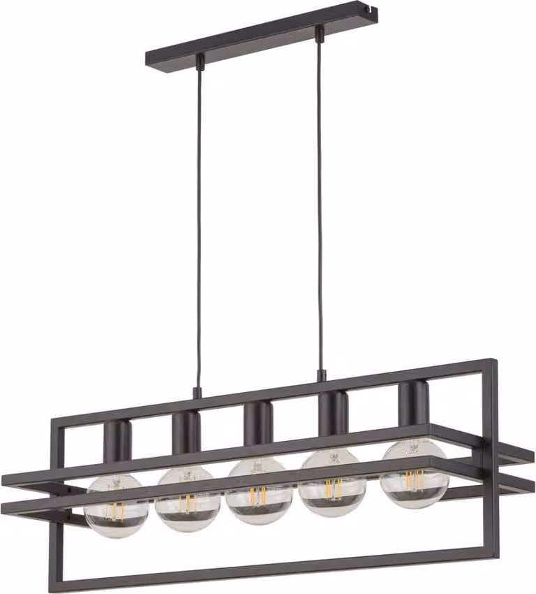 Lampada a sospensione decorativa a soppalco a 5 punti in nero Merci 5xE27 15W Sigma Lighting