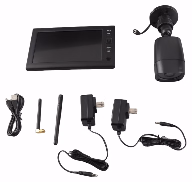 Sistema DVR con telecamera di sorveglianza wireless, risoluzione 720p e monitor LCD da 7 pollici, registrazione video manuale/a ciclo continuo, visione notturna con foto, portata di trasmissione di 30 m