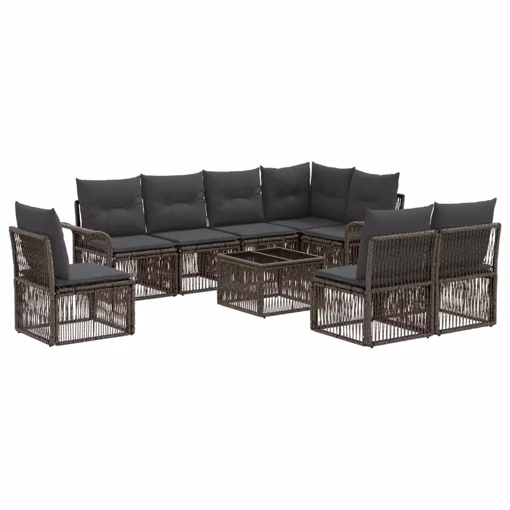 Set Divano da Giardino a Forma di U vidaXL in Polyrattan Grigio con Cuscini e Tavolino – 2