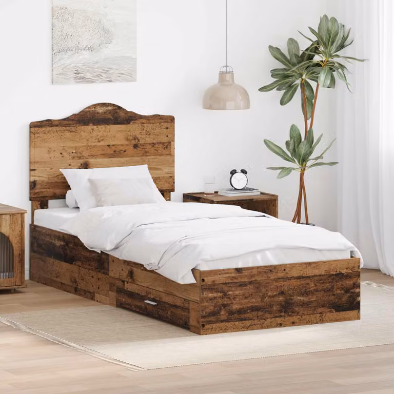 Struttura letto con cassetto vidaXL in legno effetto vecchio marrone L: 200 cm, P: 100 cm, H: 103 cm