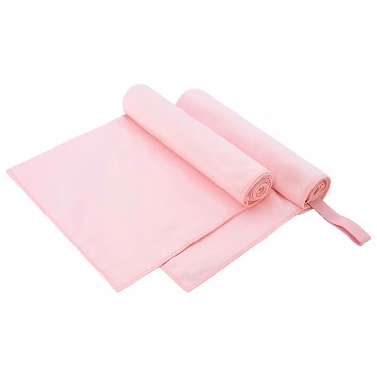 Set di 2 asciugamani sportivi vidaXL in microfibra rosa, asciugatura rapida, L: 100 cm, P: 50 cm