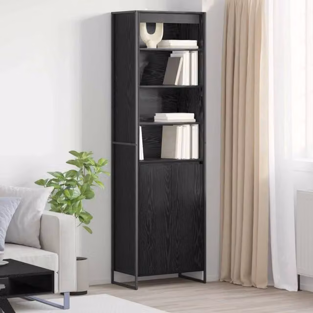 Armadio alto vidaXL in stile industriale nero con ante a battente e ripiani interni L/P/H: 60 x 36 x 200 cm – 1