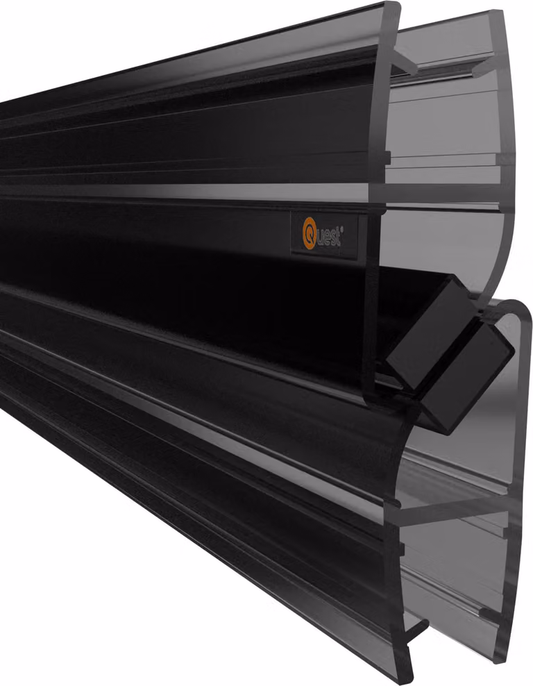 QUEST guarnizione magnetica angolare per doccia 200 cm nero, 2 pezzi