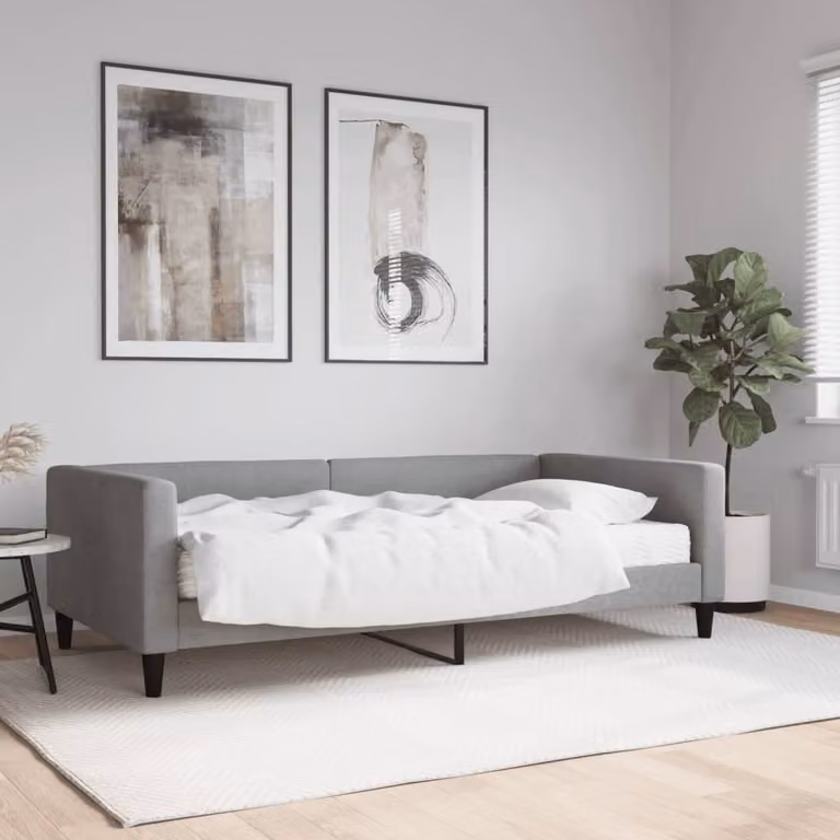 Maison Exclusive - Divano letto con materasso grigio chiaro 100x200 cm in tessuto