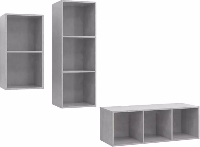 Set Mobili TV Moderno Design In composto da 3 pezzi in Legno Multistrato Grigio Opaco, con Armadietto e Mobile Porta TV a Parete per il tuo Soggiorno