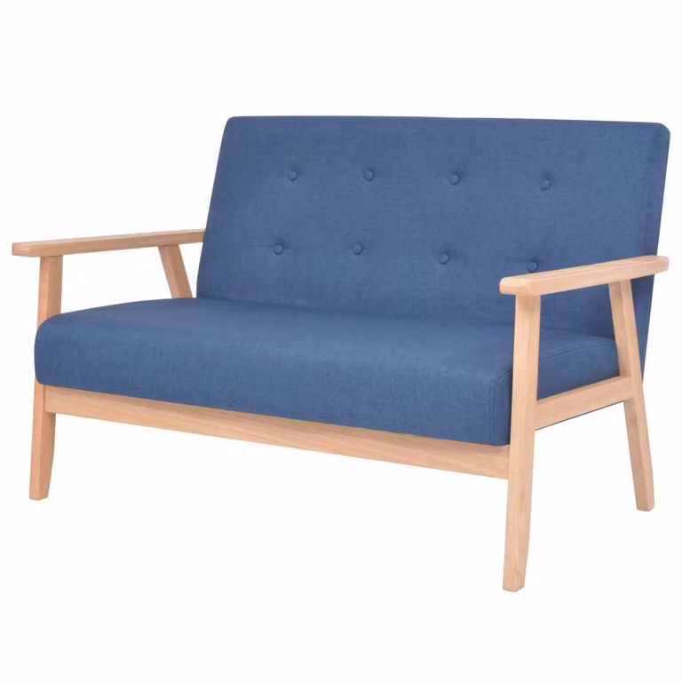 vidaXL Set divano 2 pezzi in tessuto blu