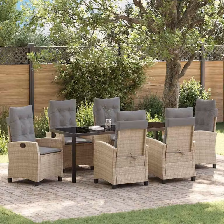 Maison Exclusive - Set da giardino per esterni, 7 pezzi, rattan sintetico beige