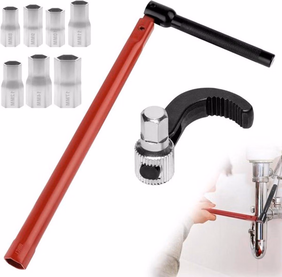 Chiave regolabile per rubinetti, da 8 a 17 mm - Utensili universali per l'installazione e la riparazione di specchi da cucina e bagno