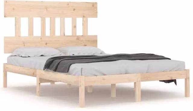 Letto matrimoniale in legno massello di pino stile rustico con doghe fisse L/P/H: 120 x 200 x 31 cm – 1
