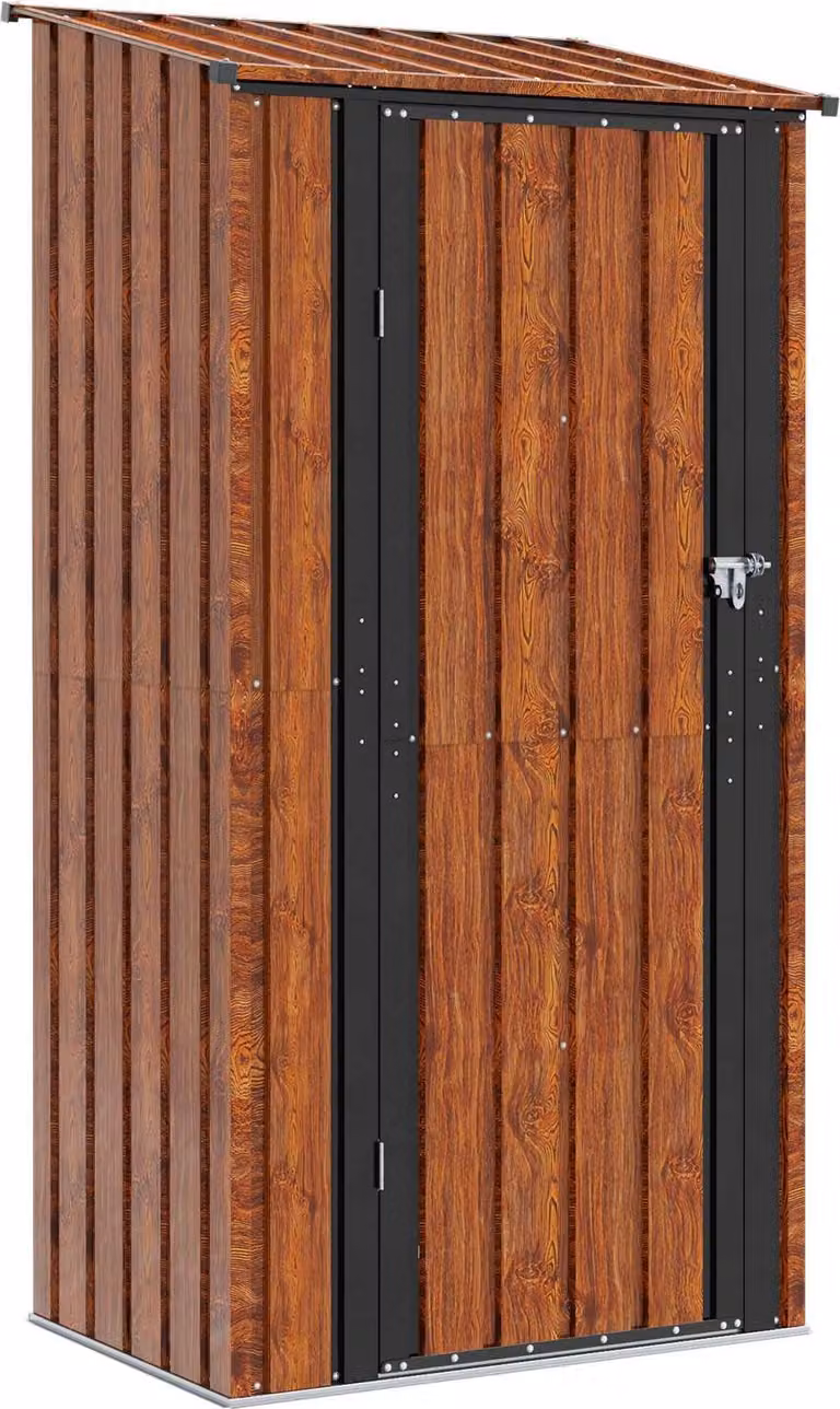 Casetta da giardino marrone 103 x 74 x 200 cm metallo