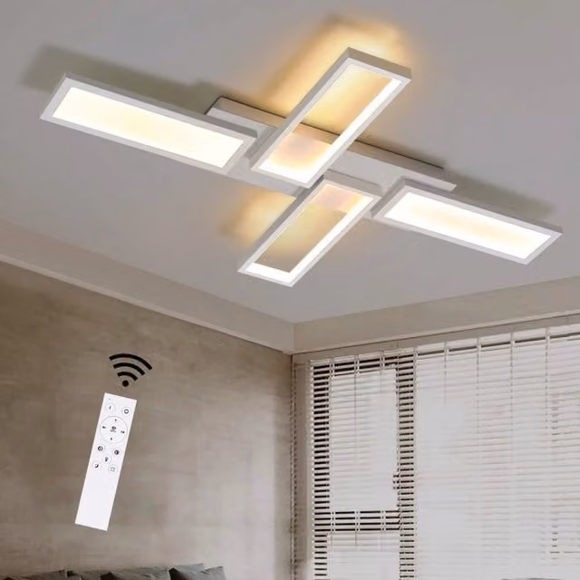 ZMH Lampada da soffitto LED bianca dimmerabile con telecomando da 58W per soggiorno e giardino