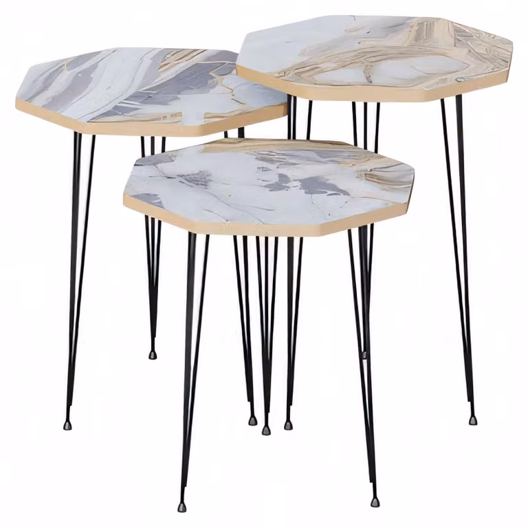 Moderner grauer Couchtisch aus Holz und Metall