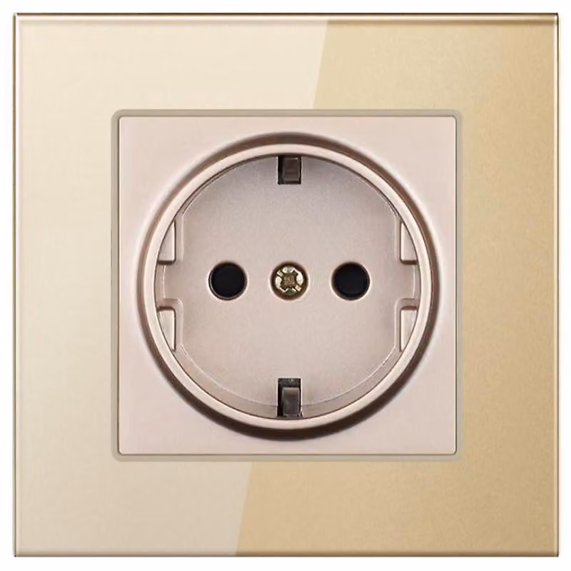 Presa con cornice in vetro temperato iUni WS1, 16A, Oro
