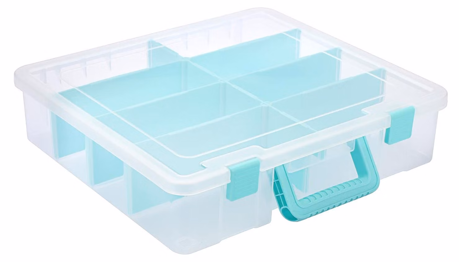 Contenitore trasparente in plastica con 8 scomparti - Organizer modulare per hobby e artigianato