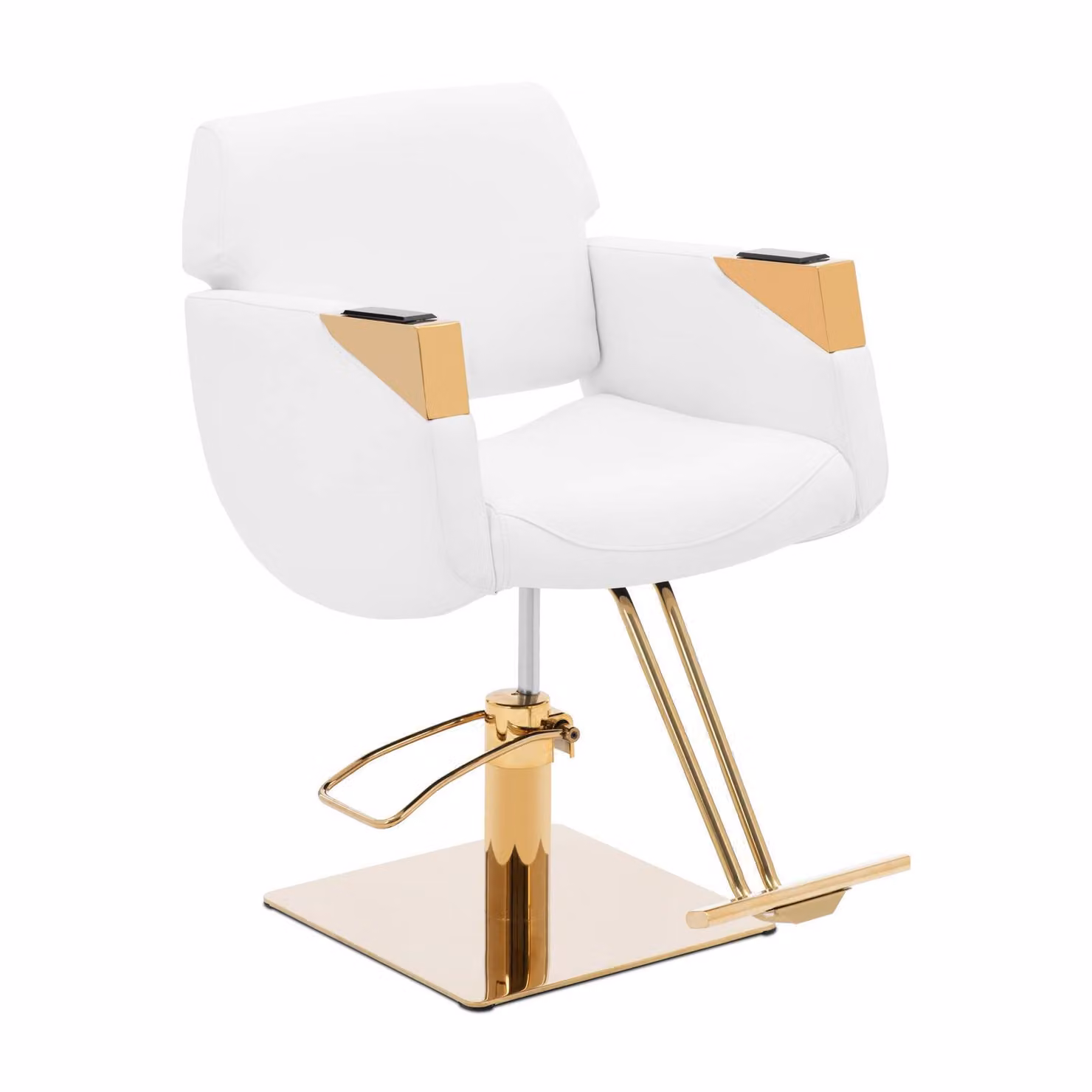 Expondo physa Poltrona da parrucchiere con poggiapiedi - 470 - 630 mm - 200 kg - Bianco / Dorato