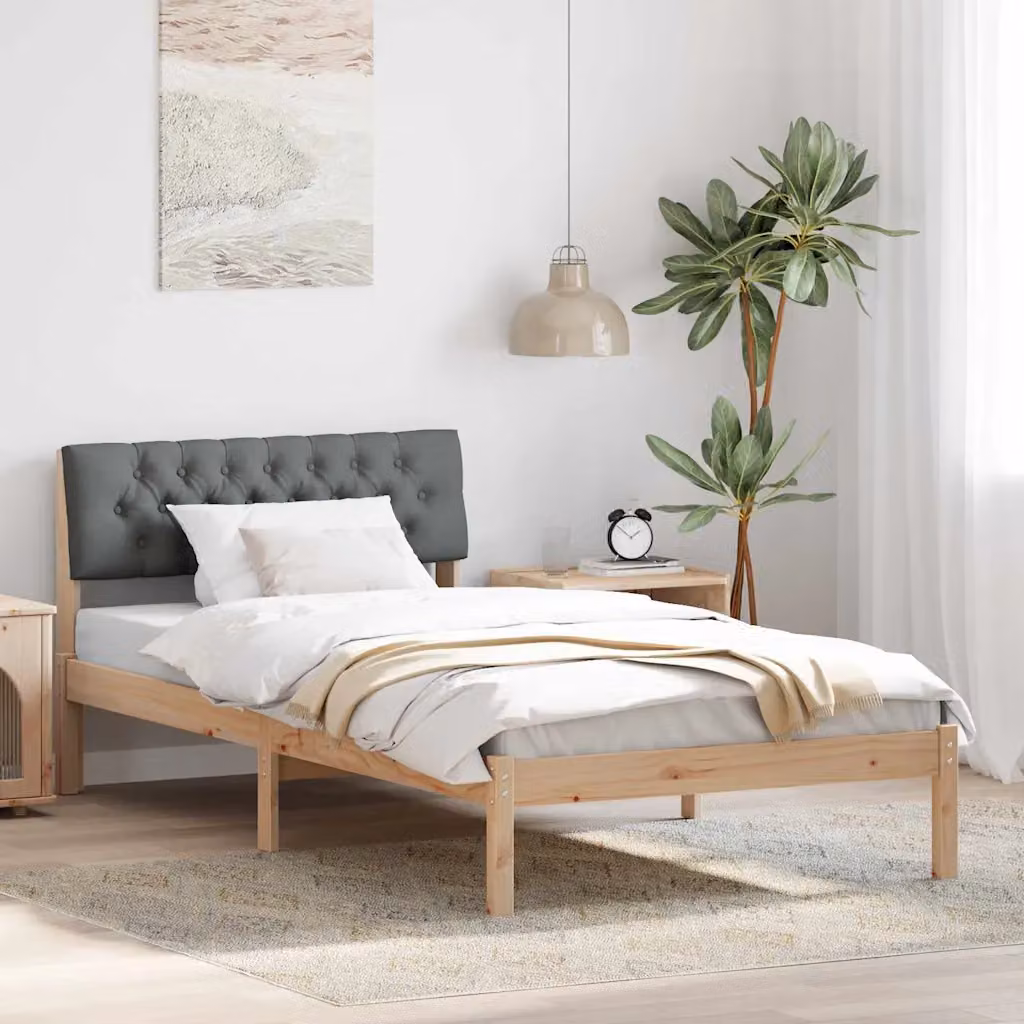 Struttura del letto moderna vidaXL in legno di pino marrone e grigio scuro 100 x 200 cm