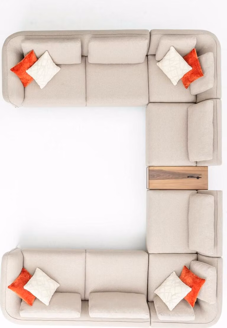 Sofa Beige Wohnzimmer Polstersofa Design Modern Ecksofa U-Form