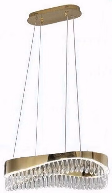 Lampadario a sospensione LED Trade Shop in oro e cristallo con luce bianca fredda 6500K, design contemporaneo moderno, L: 120 cm, P: 80 cm, H: 30 cm – 1