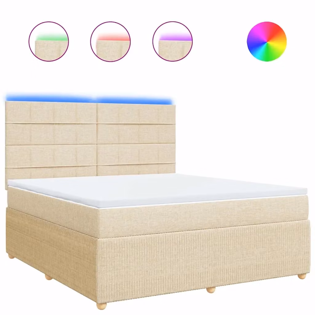 vidaXL Letto Ibrido con Materasso in Tessuto Beige e Bianco, L/P/H: 180 x 200 cm – 2
