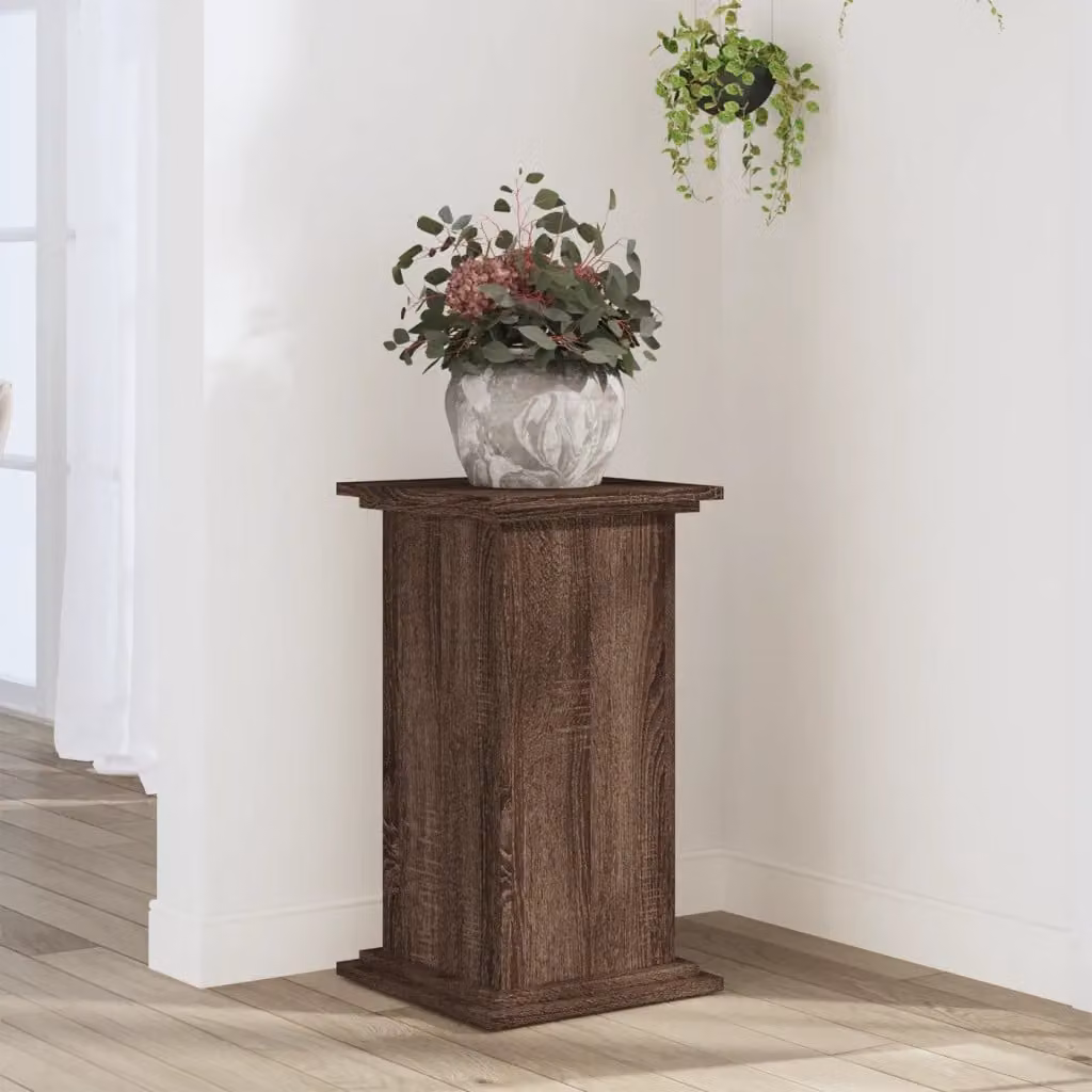 vidaXL Supporto per piante moderno in legno MDF, colore marrone rovere, L/P/H: 33 x 33 x 60 cm