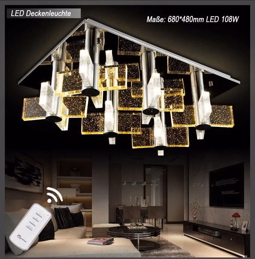 Plafoniera LED crystal 1681 68x48 cm con telecomando Colore della luce commutabile separatamente A+