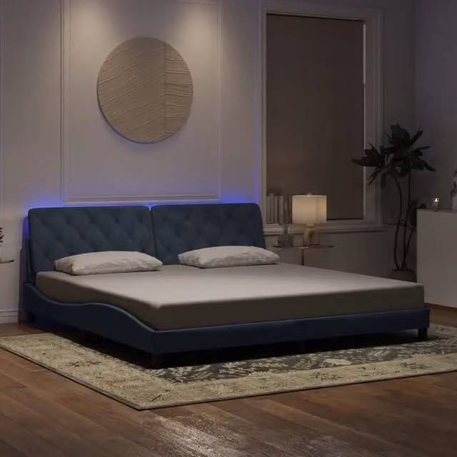 Giroletto con LED senza Materasso-Struttura Letto Grigio Scuro 200x200 cm in Velluto