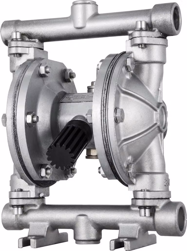Pompa pneumatica a doppia membrana, ingresso e uscita da 1/2 pollice, corpo in acciaio inossidabile, 3 GPM e max 90 PSI, pompa di trasferimento pneumatica con membrana in PTFE per petrolio, diesel, olio e fluidi a bassa viscosità