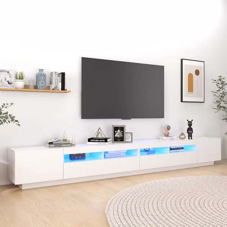 vidaXL Mobile Porta TV Moderno Bianco con Luci LED Integrate L/P/H: 300 x 35 x 40 cm