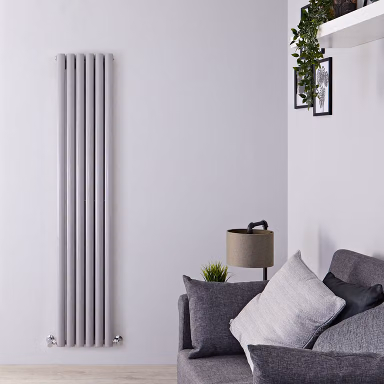 Radiatore di Design Verticale Moderno - Pannello Doppio - Argento - 1800mm x 354mm - Revive
