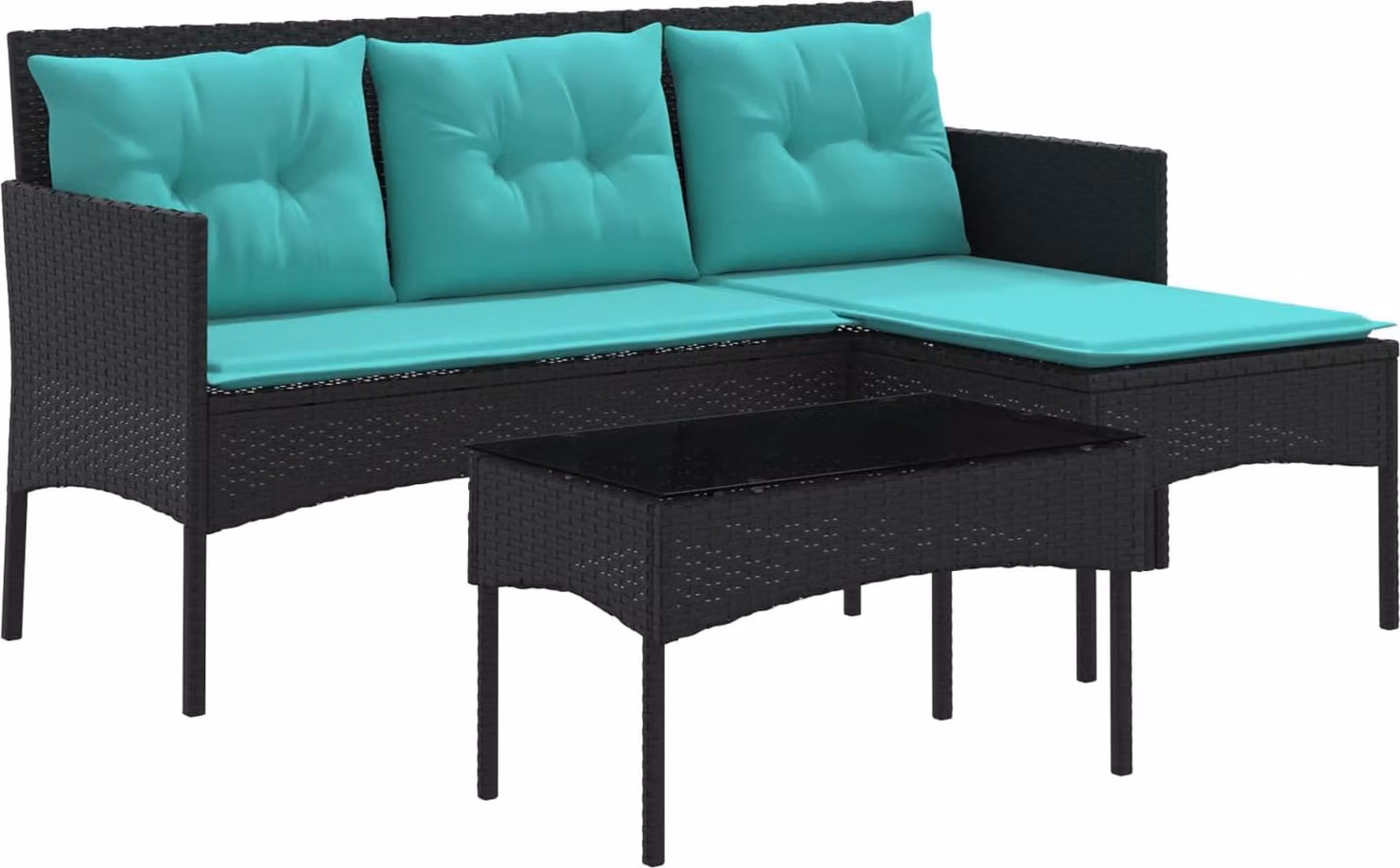 Set Divano da Giardino con cuscino 2 pcs polyrattan