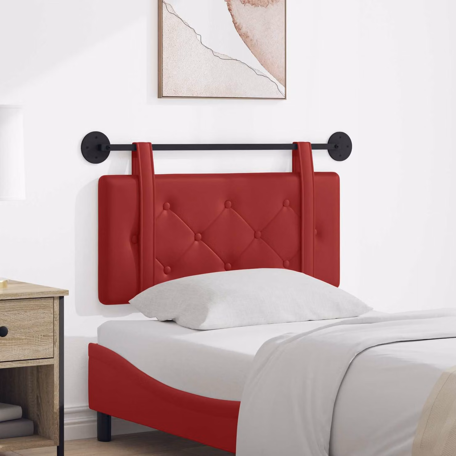 Testiera per letto sospesa vidaXL in similpelle rosso vino con pannello imbottito in MDF