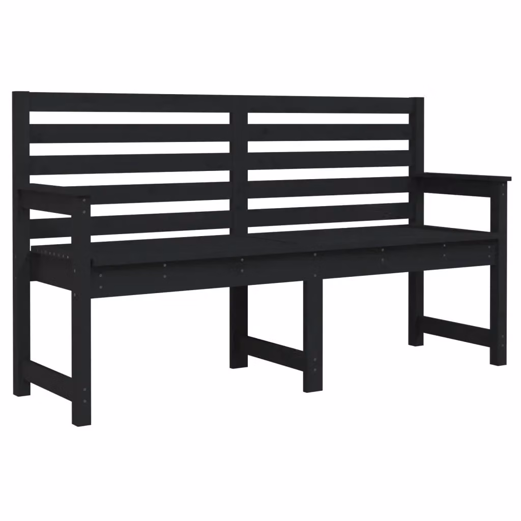 Panca da giardino vidaXL in legno di pino nero con braccioli L/P/H: 159,5 x 48 x 91,5 cm – 2