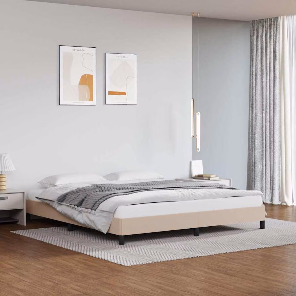 vidaXL Giroletto Imbottito in Similpelle Colore Cappuccino Beige L/P: 180 x 200 cm