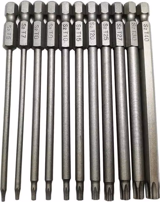 Set di cacciaviti Torx in acciaio S2, 11 pezzi, 100 mm, set Torx da 10 pezzi, con testa di sicurezza, punta a 10 lati