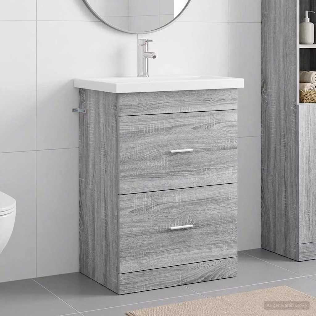Set di mobili per il bagno vidaXL moderno in MDF grigio L: 61 cm, P: 40 cm, H: 84,5 cm