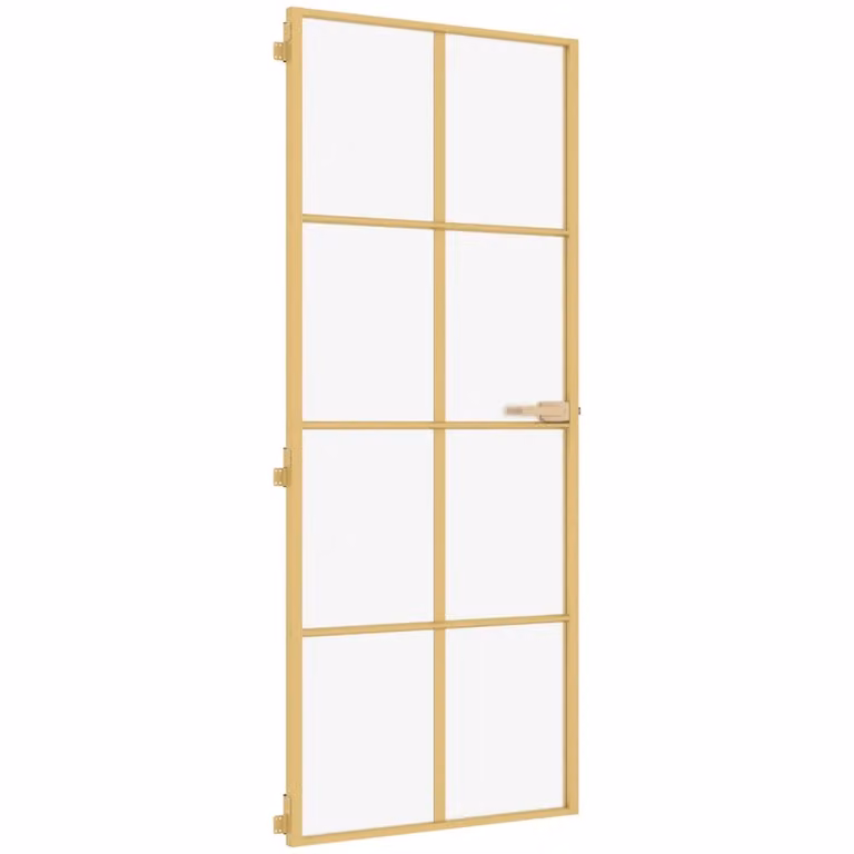 Porta Interni Sottile Oro 83x201,5cm Vetro Temperato Alluminio