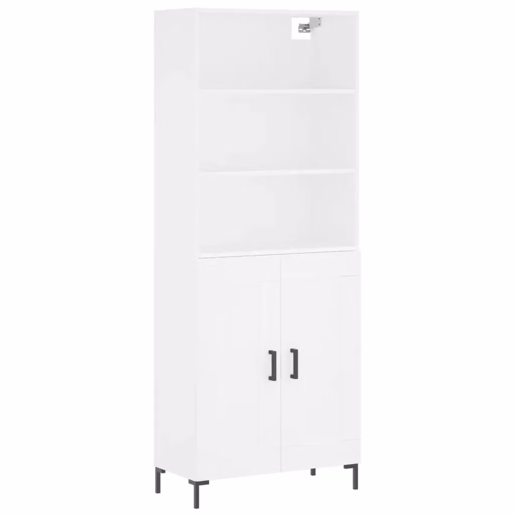 Credenza Buffet Design Mania Bianca in Legno e Metallo per Cucina e Sala da Pranzo L/P/H: 69,5 x 34 x 180 cm – 2