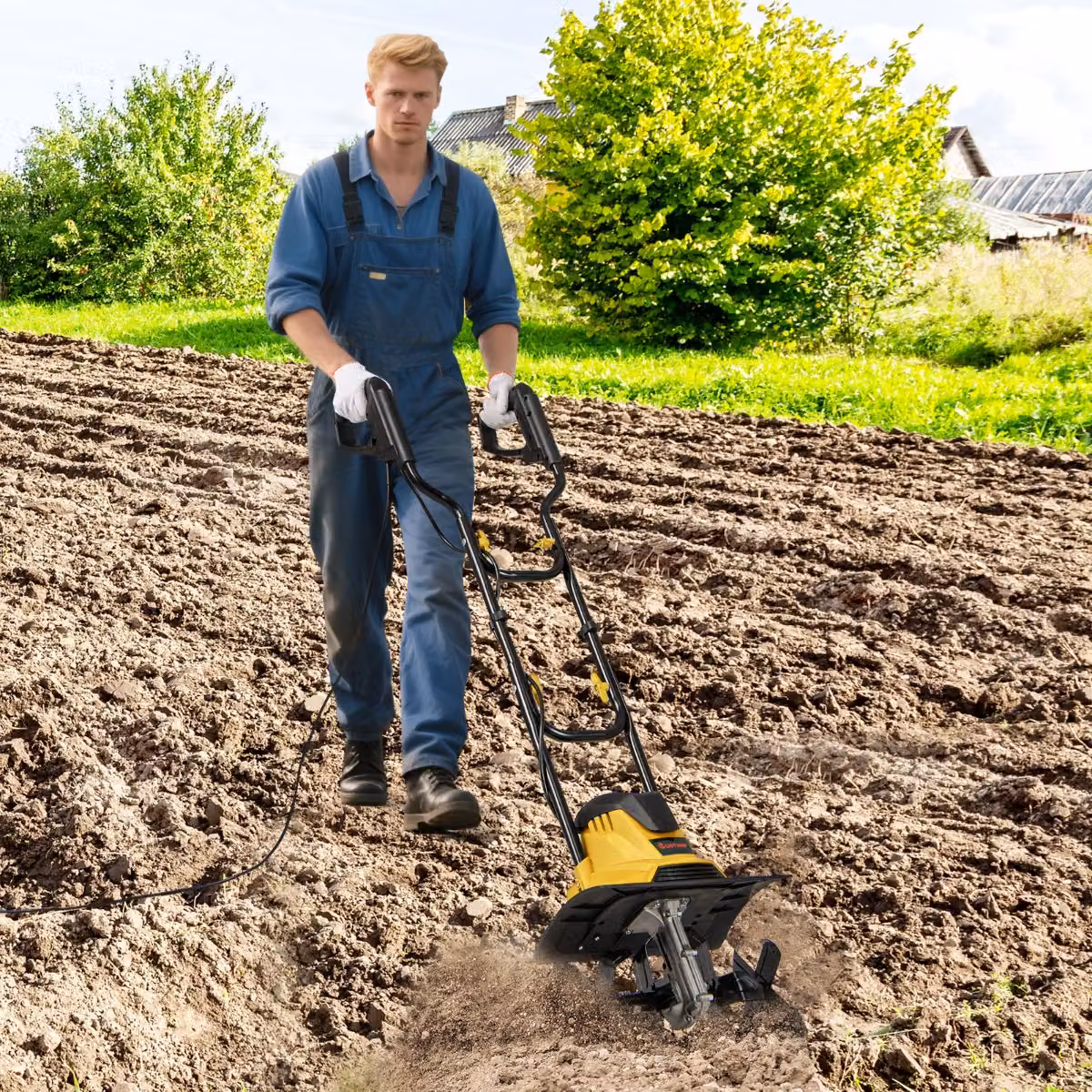 Costway Motocoltivatore da giardino pieghevole elettrico a filo, Giallo